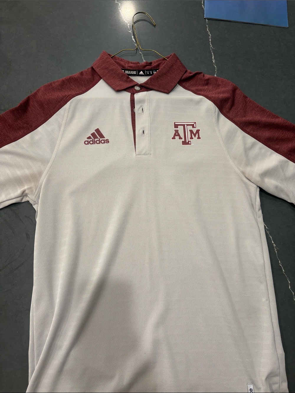 adidas White and Maroon Texas A&M Polo Shirt
